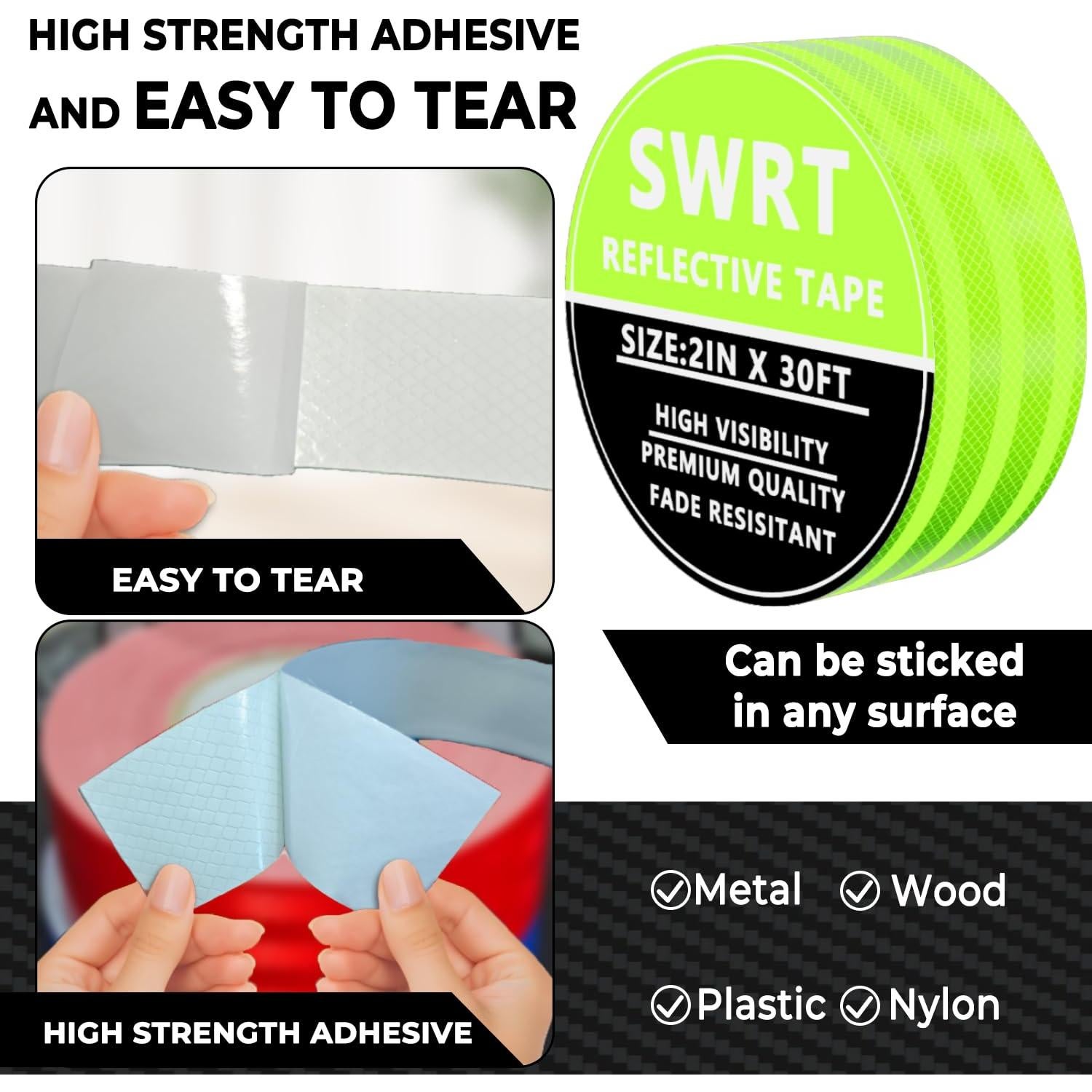 Cinta Reflectante SWRT 5.08 cm x 9.14 m Verde Fluorescente