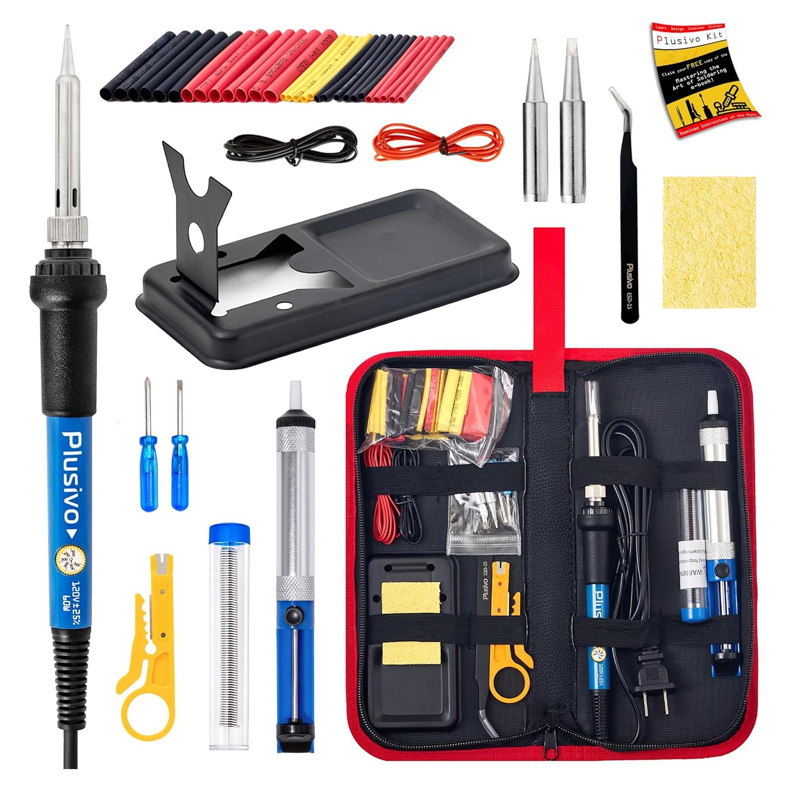 Kit de Soldador Plusivo 60W 220V, 14 en 1, Temperatura Ajustable
