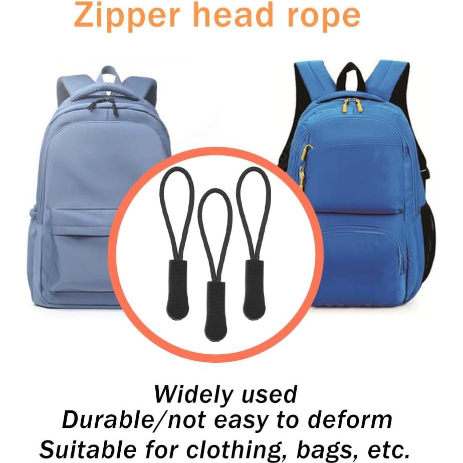 Tiradores de Cremallera Yosawa 50 Piezas Nylon Negro