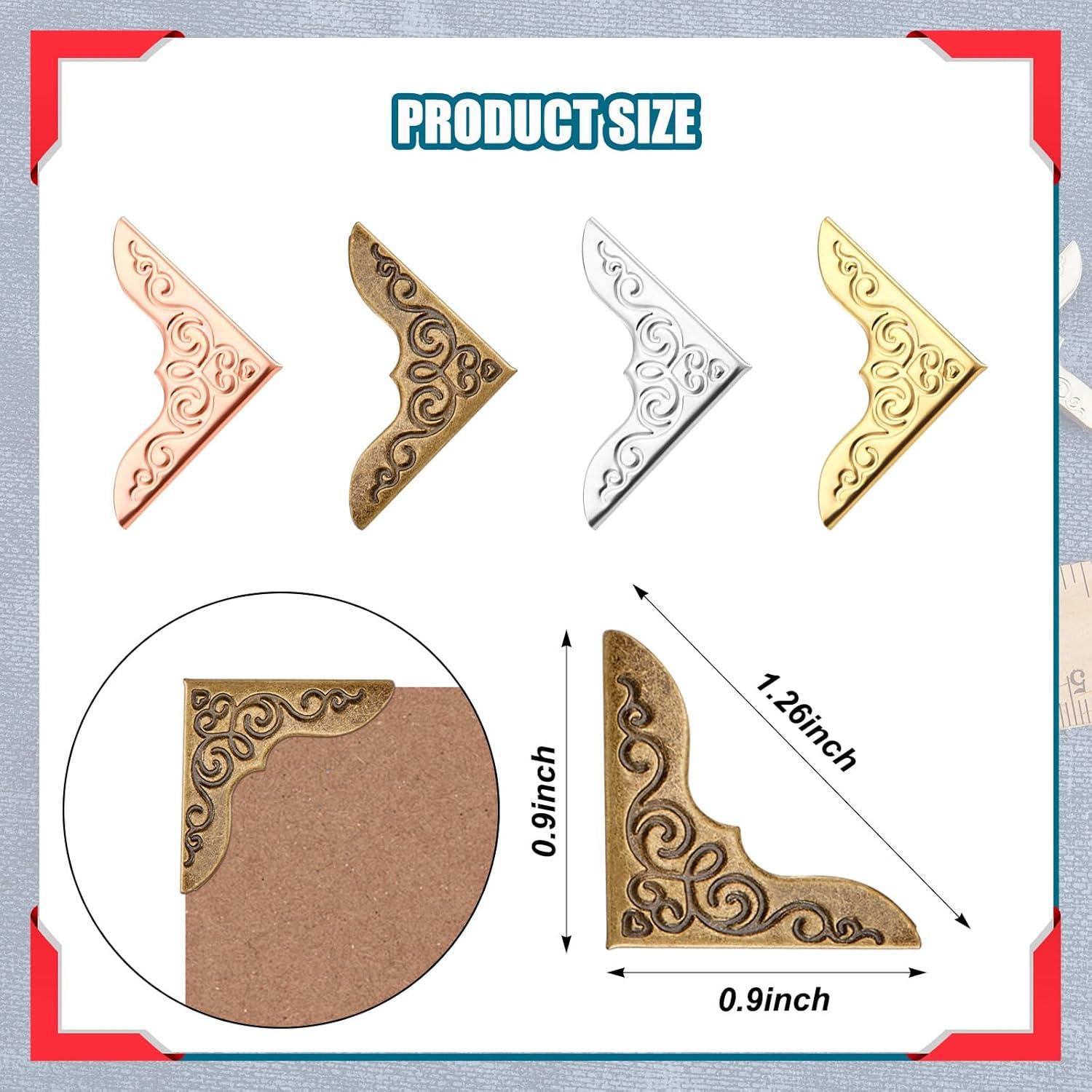 80 Protectores de Esquinas de Metal Vintage Zhengmy para Libros