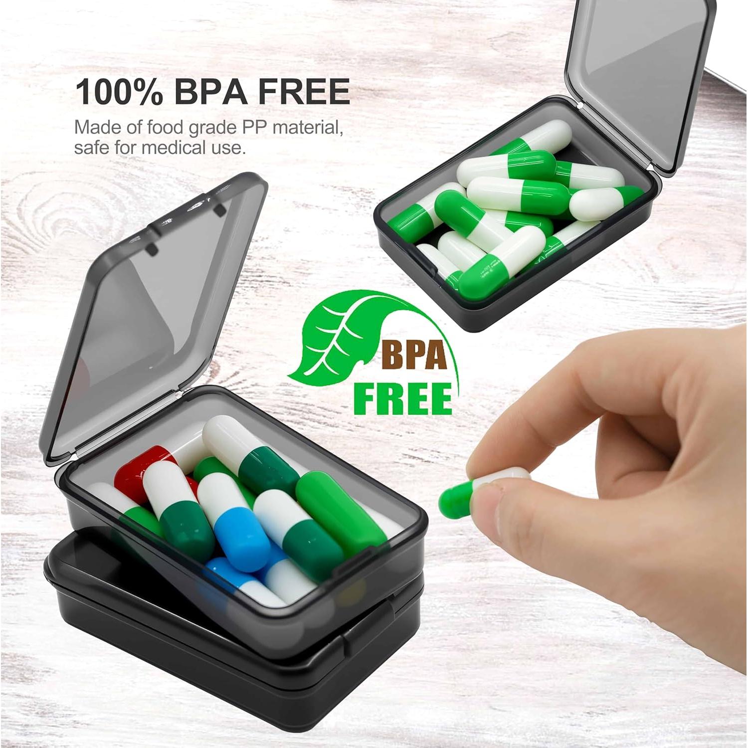 6 Cajas de Pastillas HUIKE, Organizador Portátil Negro 5.5cm