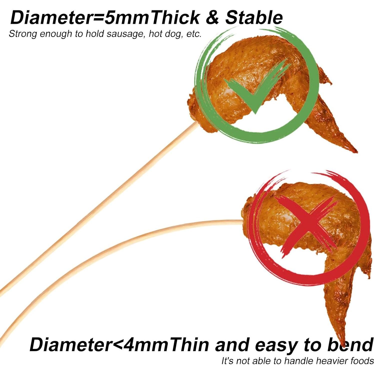 Palitos de S'mores de Bambú Natural 120 PCS 44.45 cm 5mm Grosor