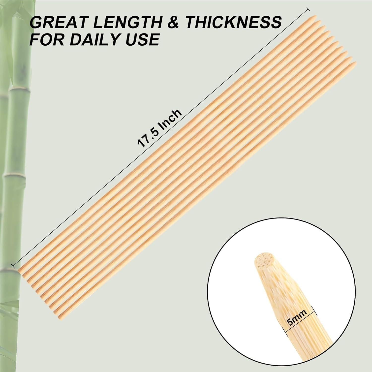 Palitos de S'mores de Bambú Natural 120 PCS 44.45 cm 5mm Grosor