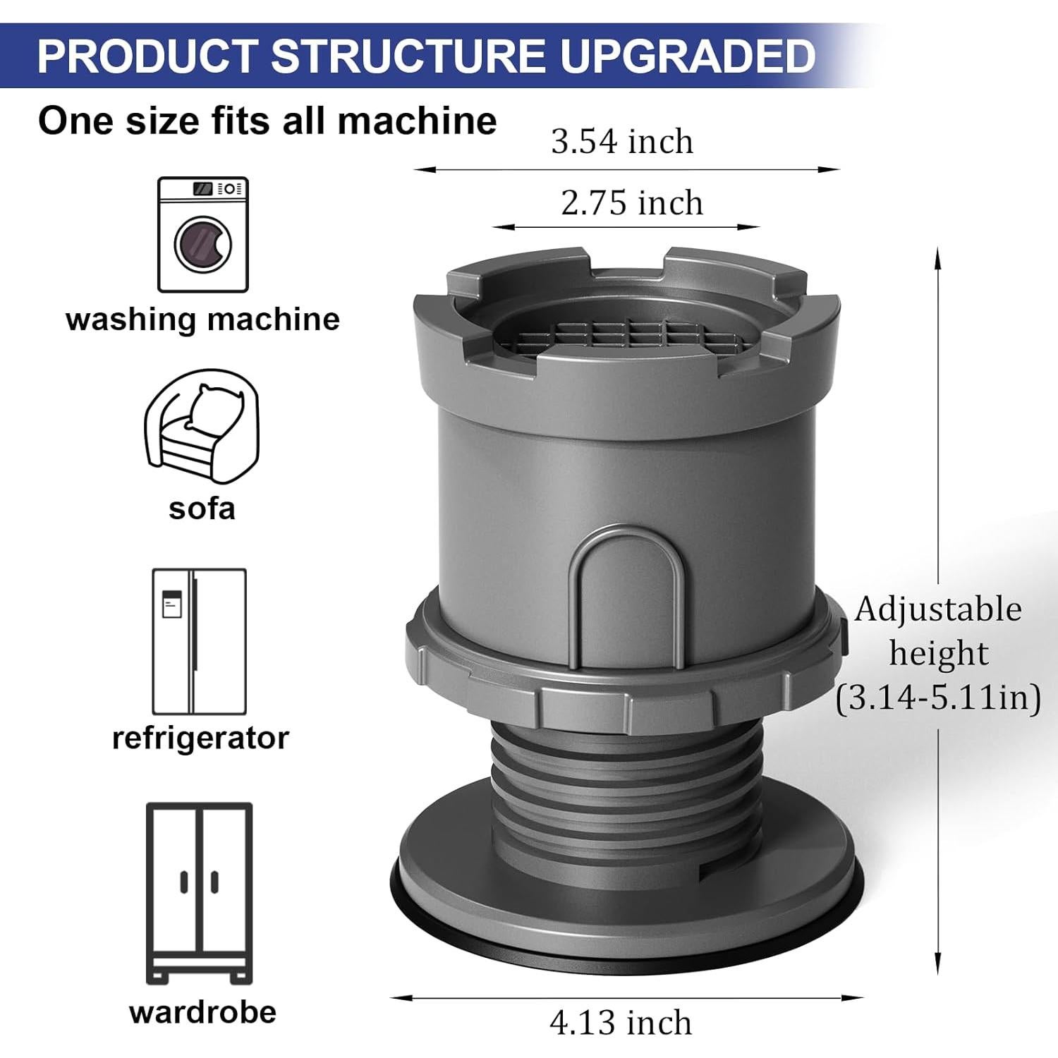 4 Almohadillas Antivibración Ajustables TENGWEI para Lavadora