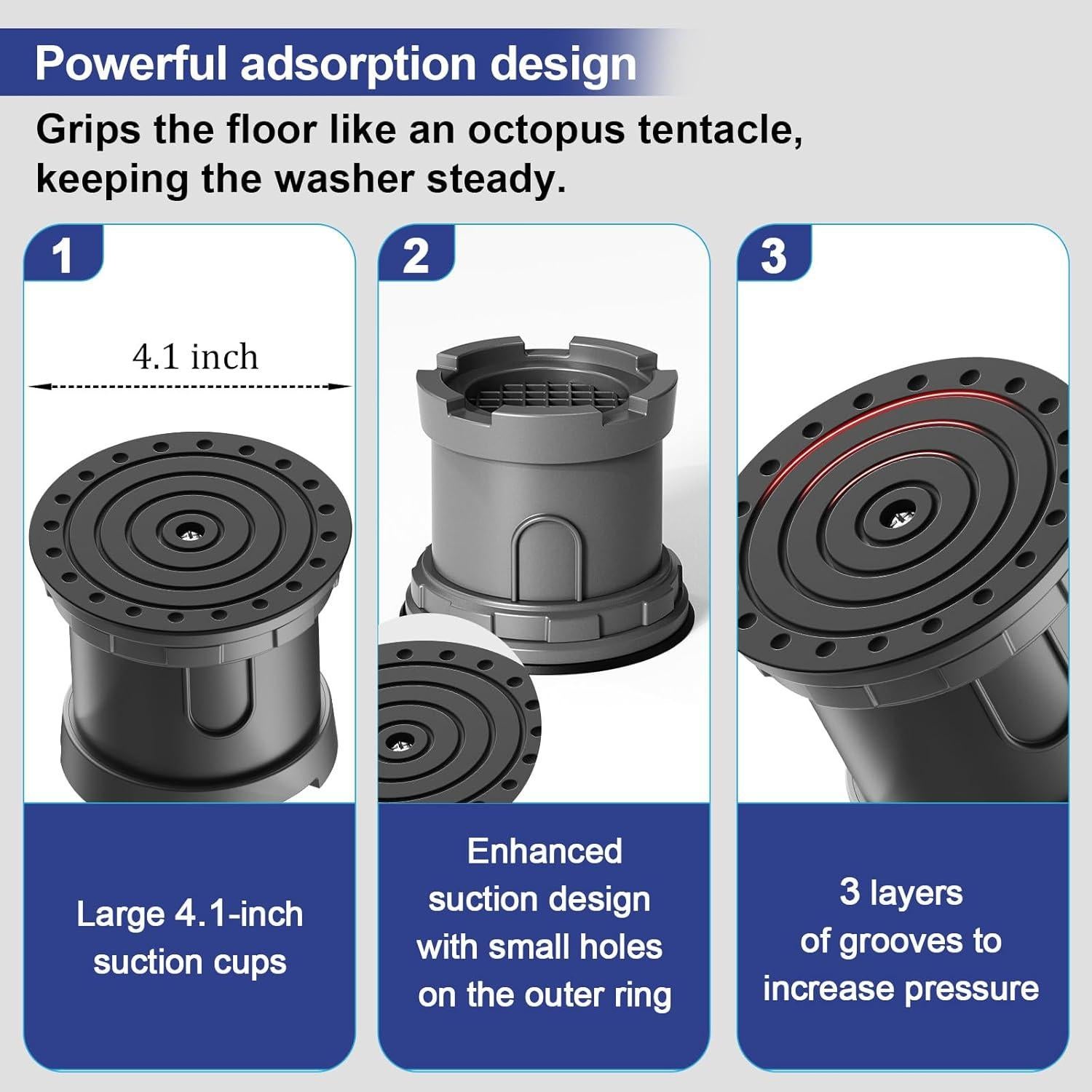 4 Almohadillas Antivibración Ajustables TENGWEI para Lavadora