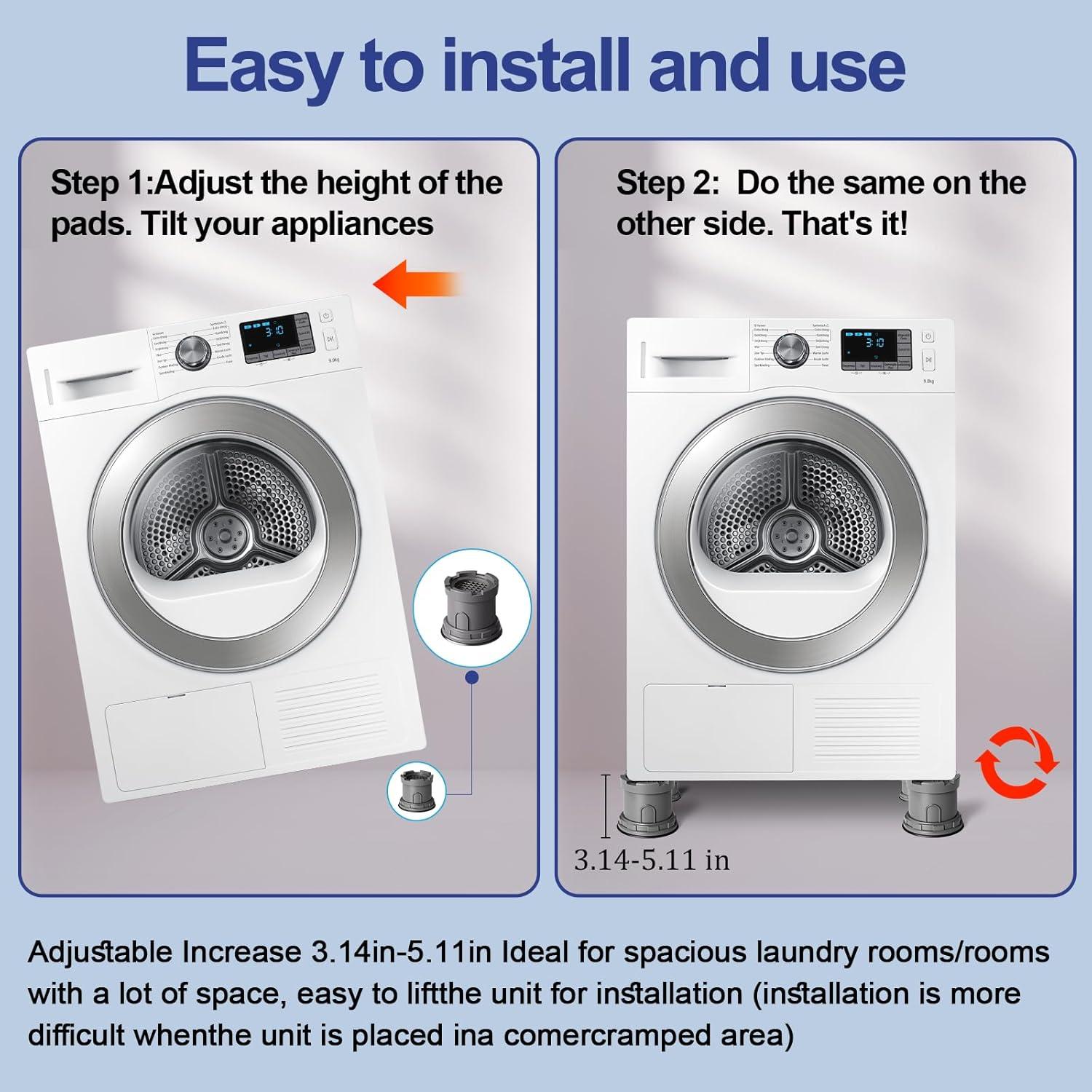 4 Almohadillas Antivibración Ajustables TENGWEI para Lavadora