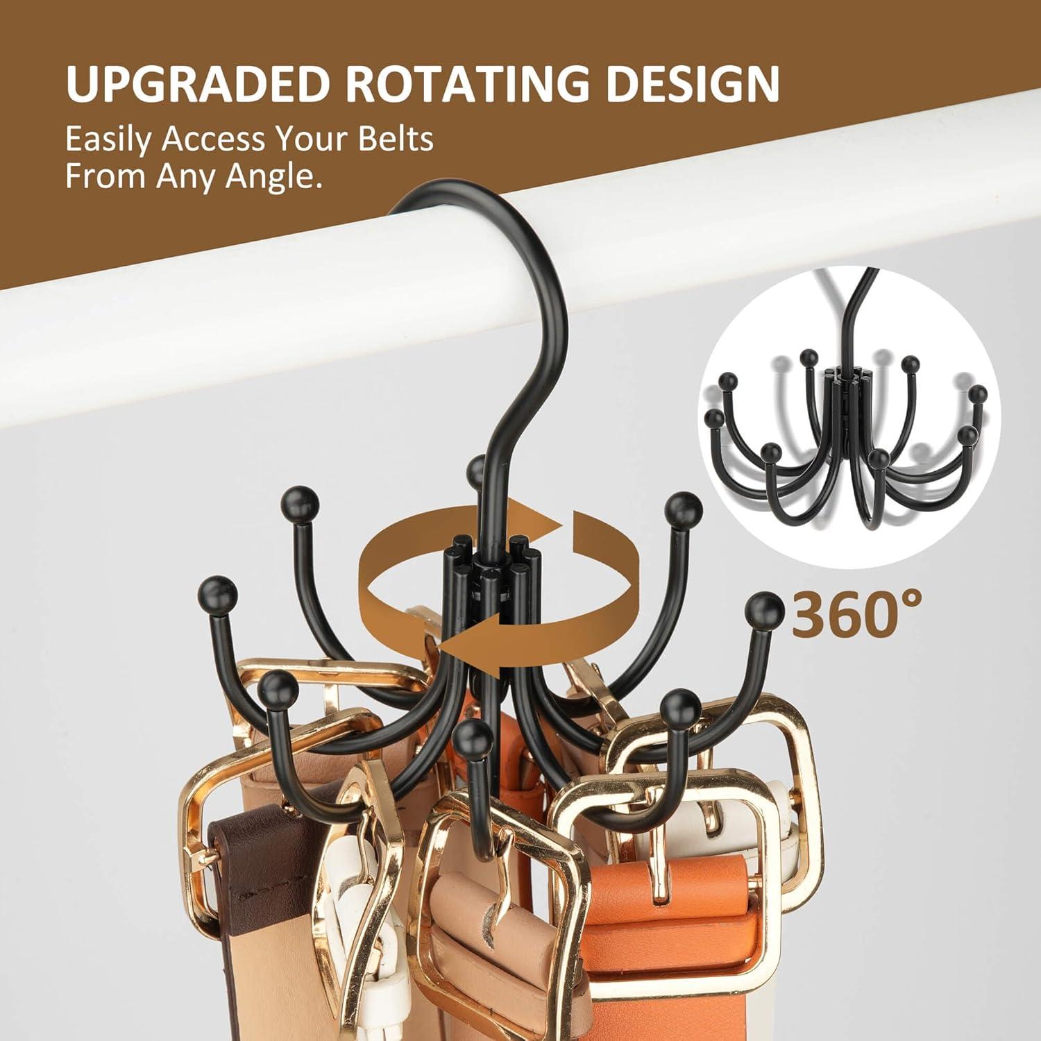 Soporte Organizador de Cinturones ZEDODIER, Metal Negro, 24 Accesorios