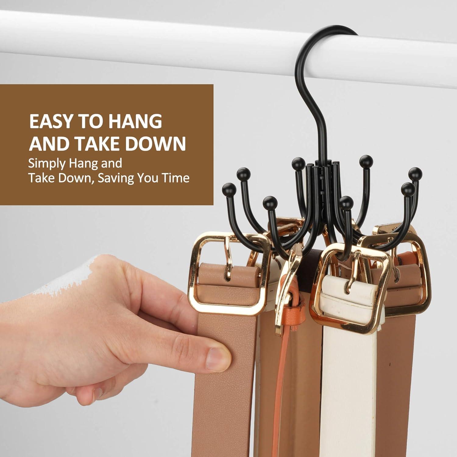 Soporte Organizador de Cinturones ZEDODIER, Metal Negro, 24 Accesorios