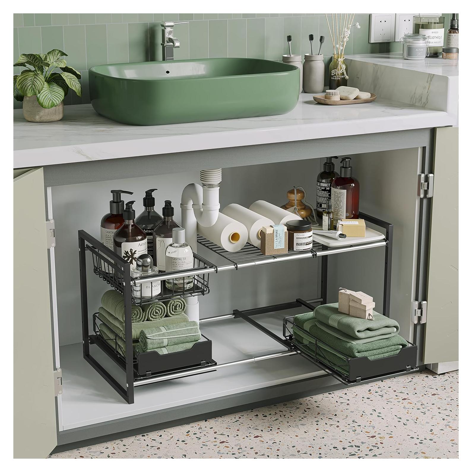 Organizador Bajo Fregadero NETEL Ajustable 2 Niveles Negro