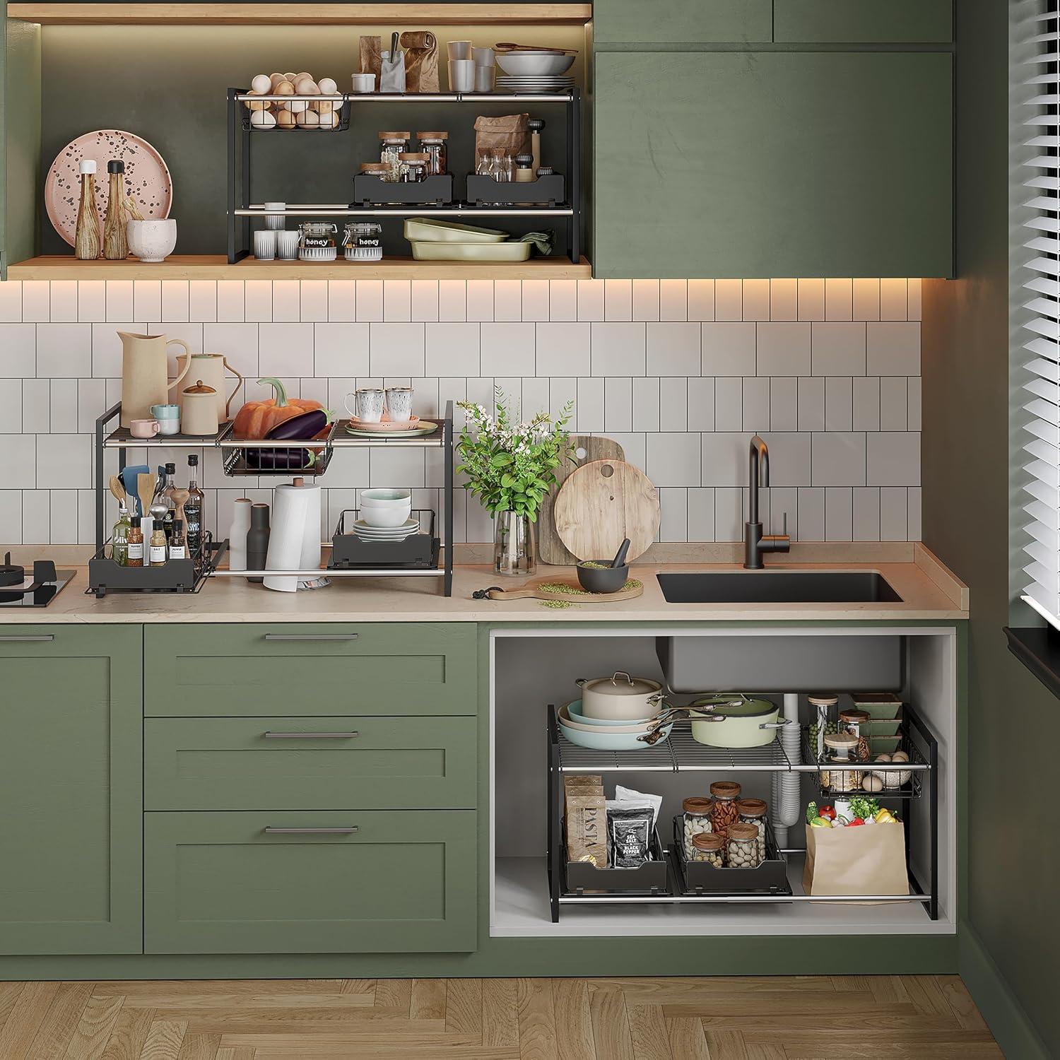 Organizador Bajo Fregadero NETEL Ajustable 2 Niveles Negro