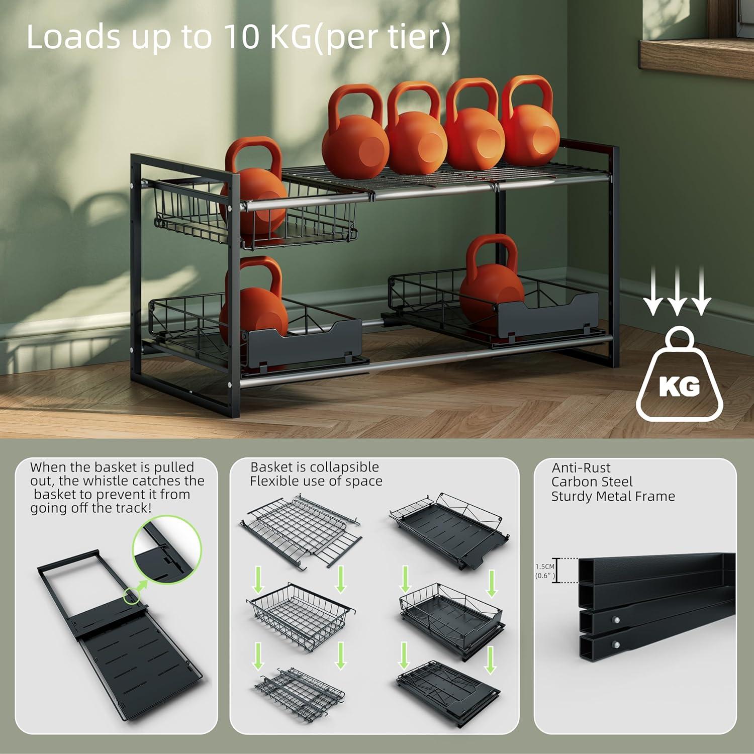 Organizador Bajo Fregadero NETEL Ajustable 2 Niveles Negro