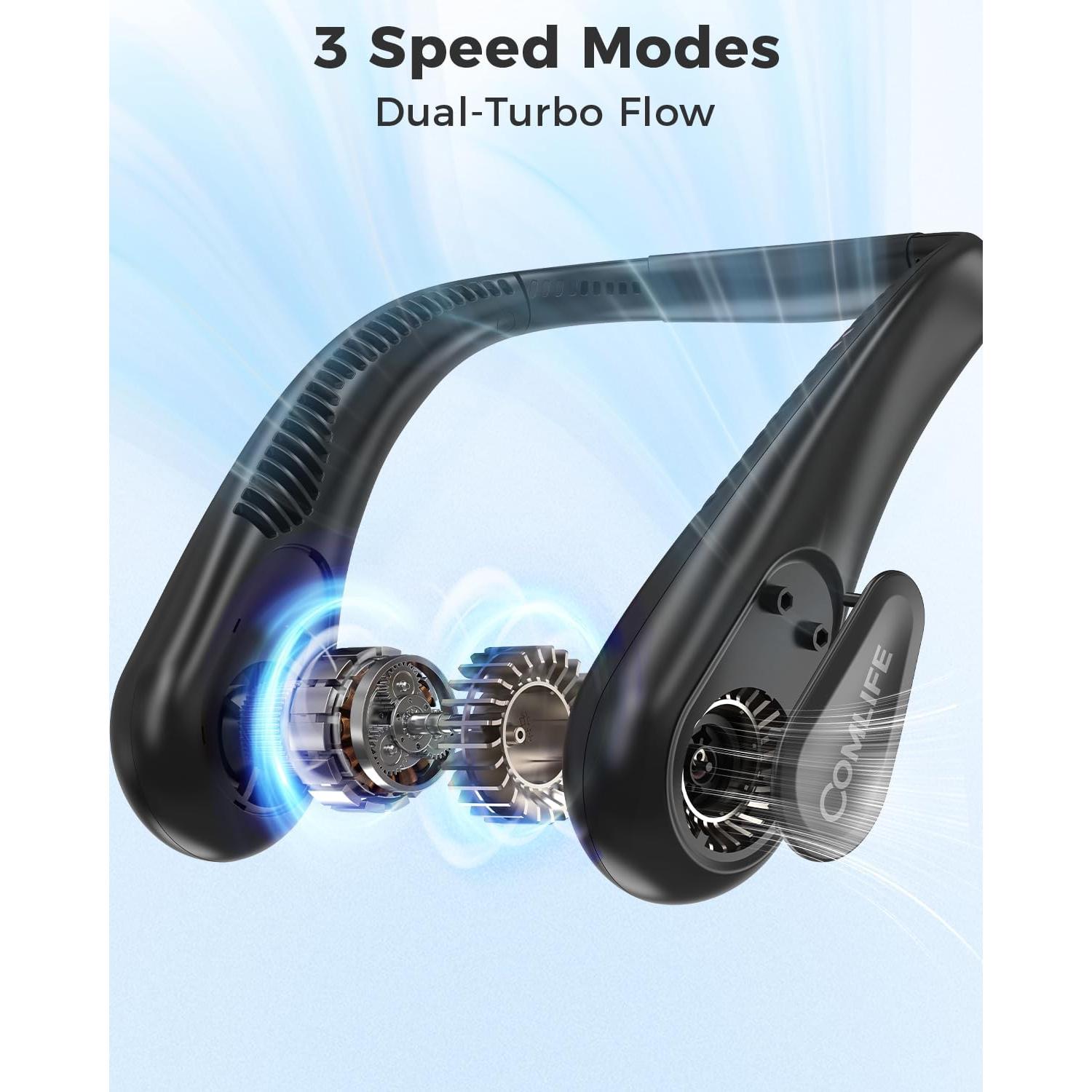 Ventilador de Cuello Portátil COMLIFE Sin Aspas 5000mAh 3 Velocidades