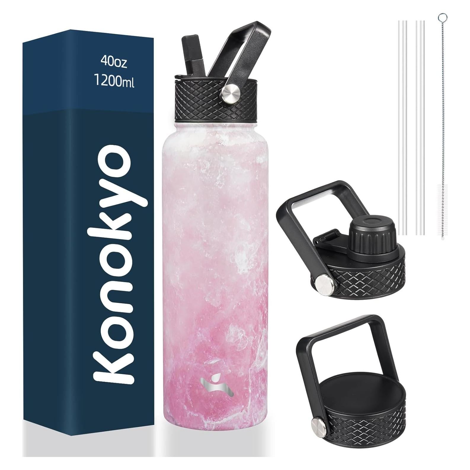 Botella de Agua Aislada Konokyo 1.18L Acero Inoxidable Mármol