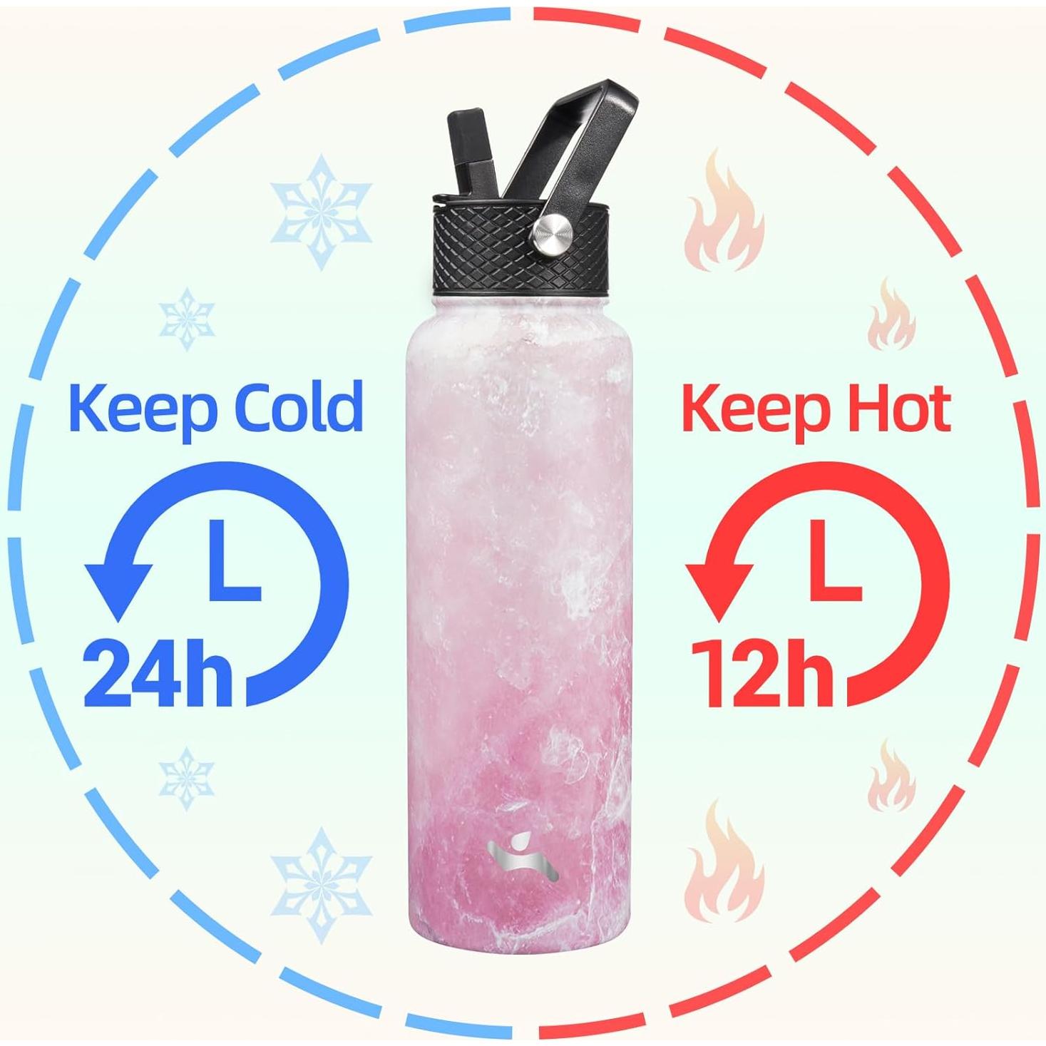 Botella de Agua Aislada Konokyo 1.18L Acero Inoxidable Mármol