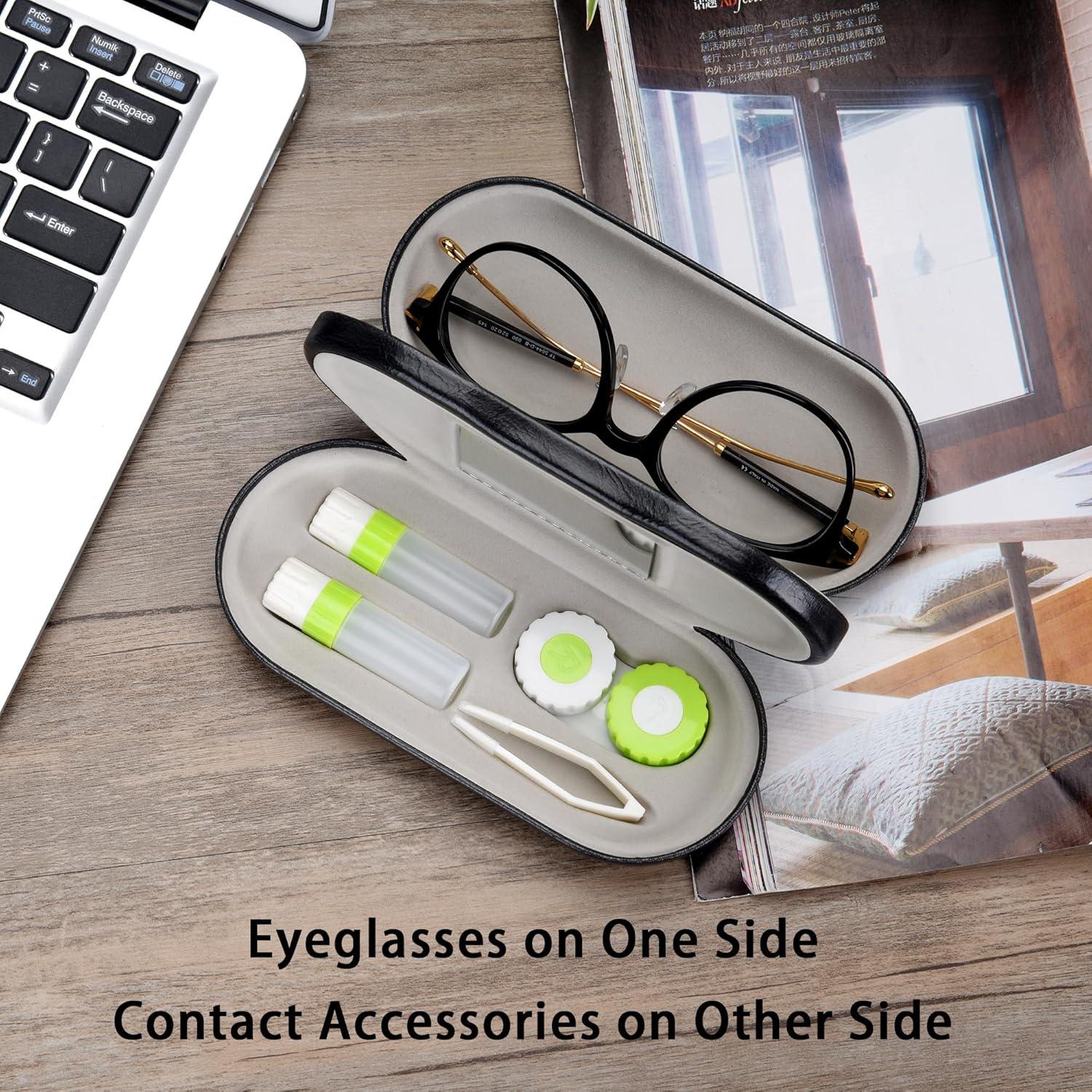 Estuche 2 en 1 Muf para Lentes de Contacto y Gafas Negro