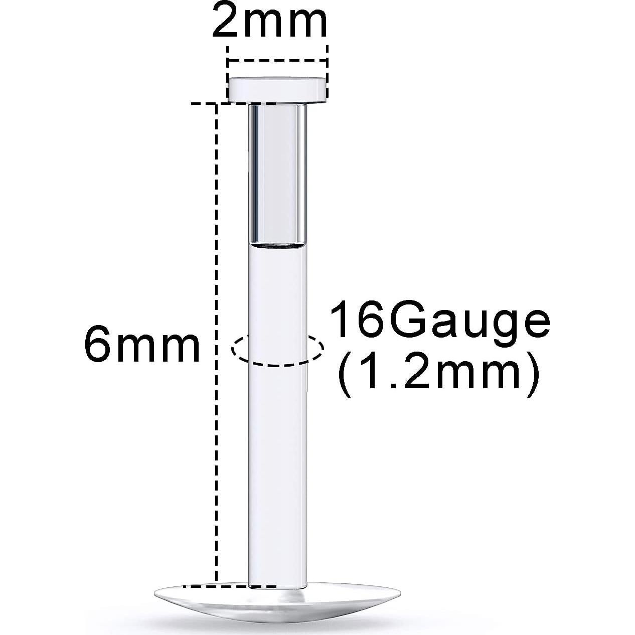 100 Retenedores de Piercing 16G Bioflex Acrílico Transparente