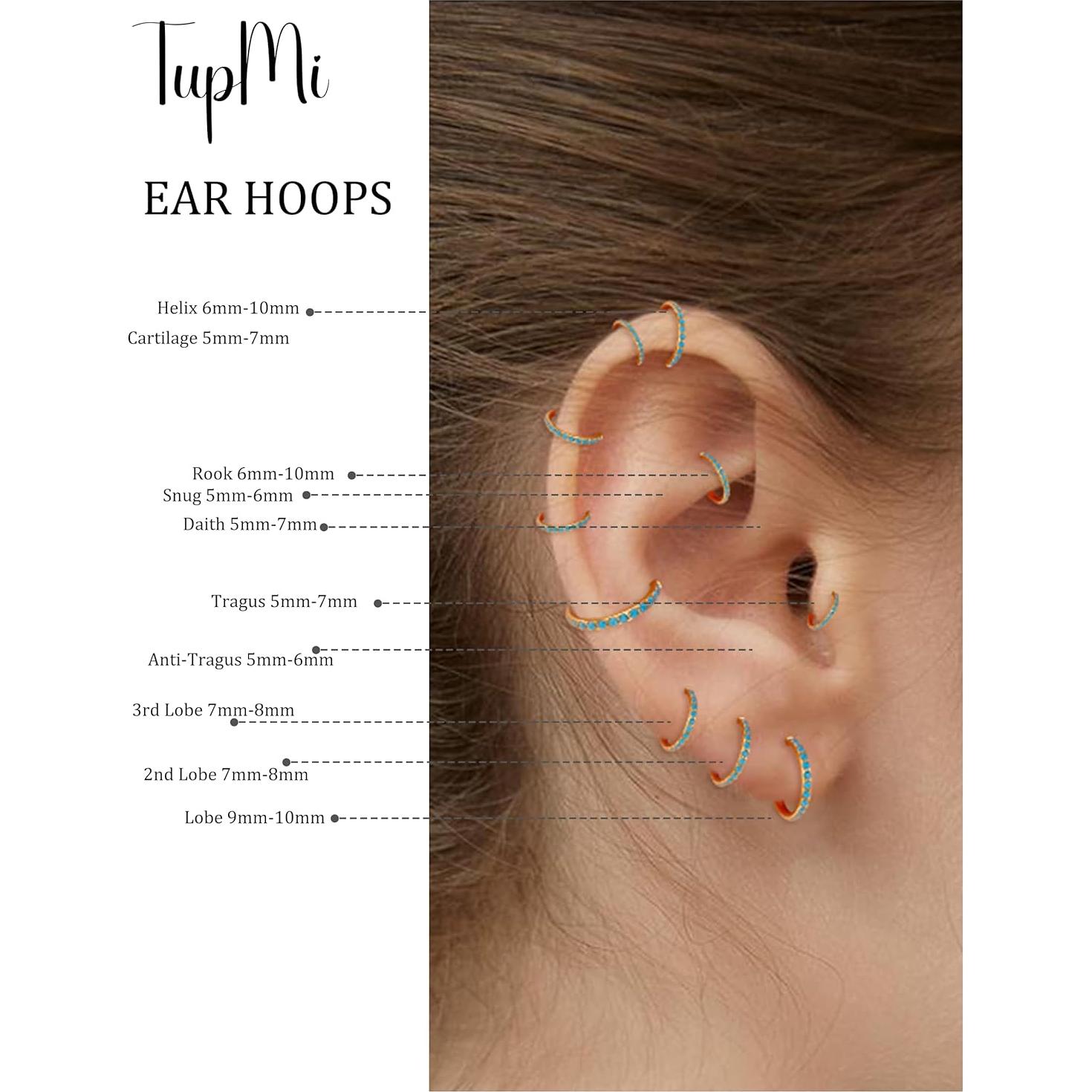 Aros de Nariz de Titanio TupMi 6MM Turquesa Oro 14K