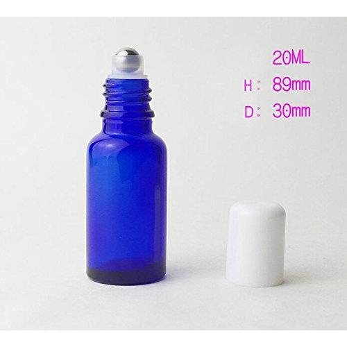 3 Botellas de Vidrio Azul 20ml con Rodillo Acero Inoxidable