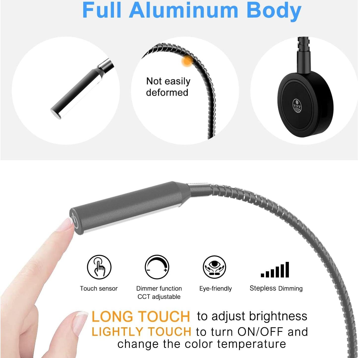 Lámpara de Lectura Montada en Pared VST con USB y Control Táctil