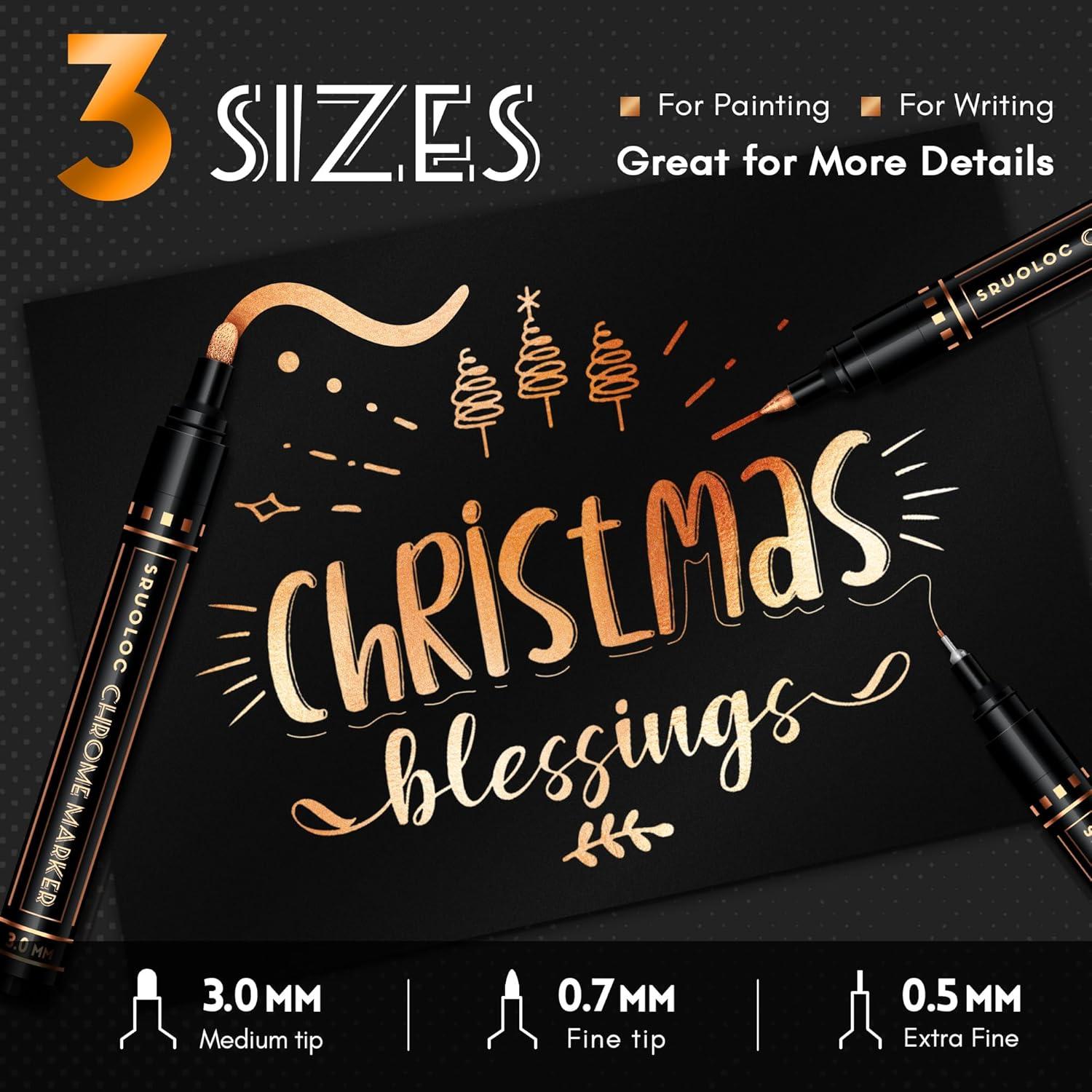 Marcadores Cromados Líquidos SRUOLOC - 3 Pcs Bronce, Punta 0.5-3 mm