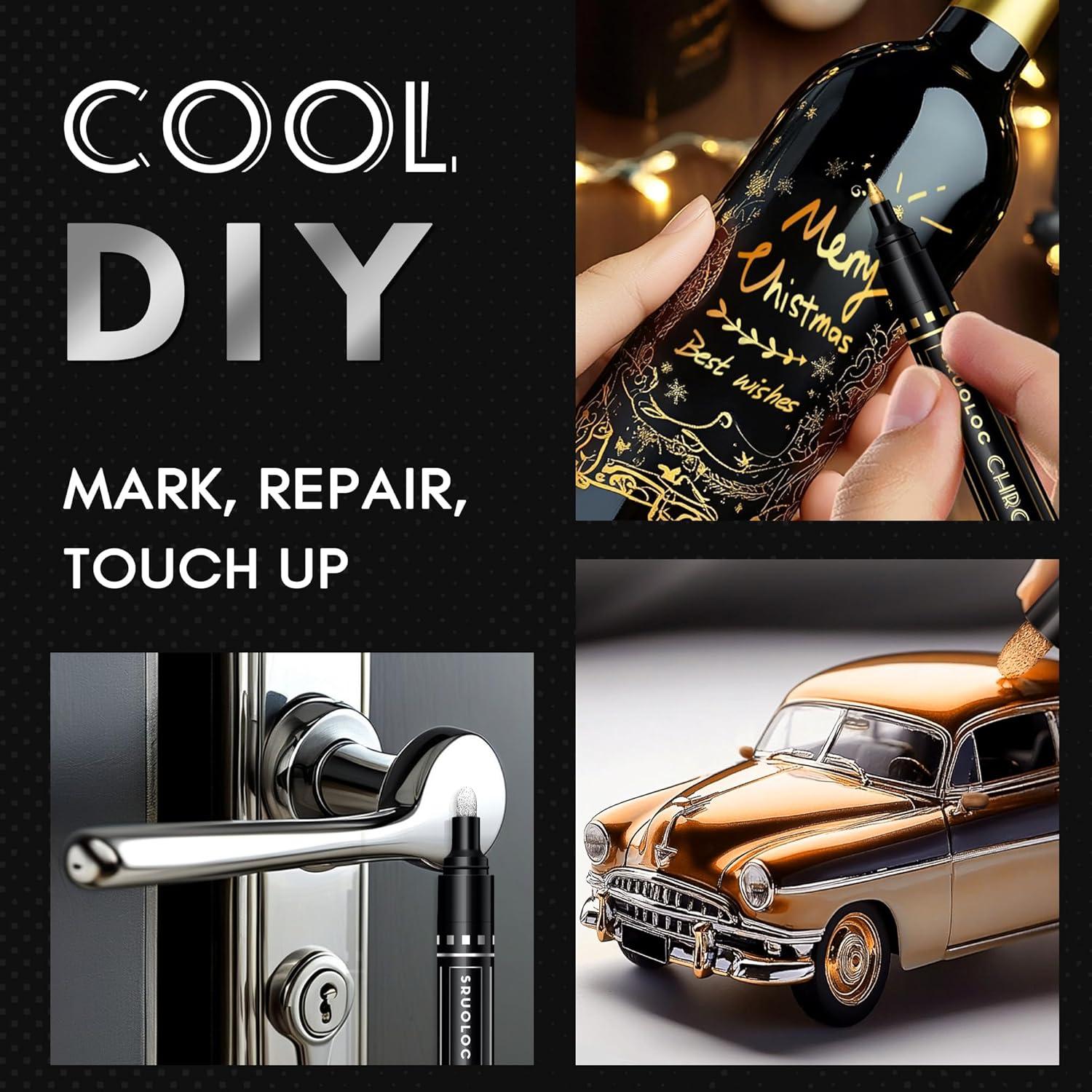 Marcadores Cromados Líquidos SRUOLOC - 3 Pcs Bronce, Punta 0.5-3 mm