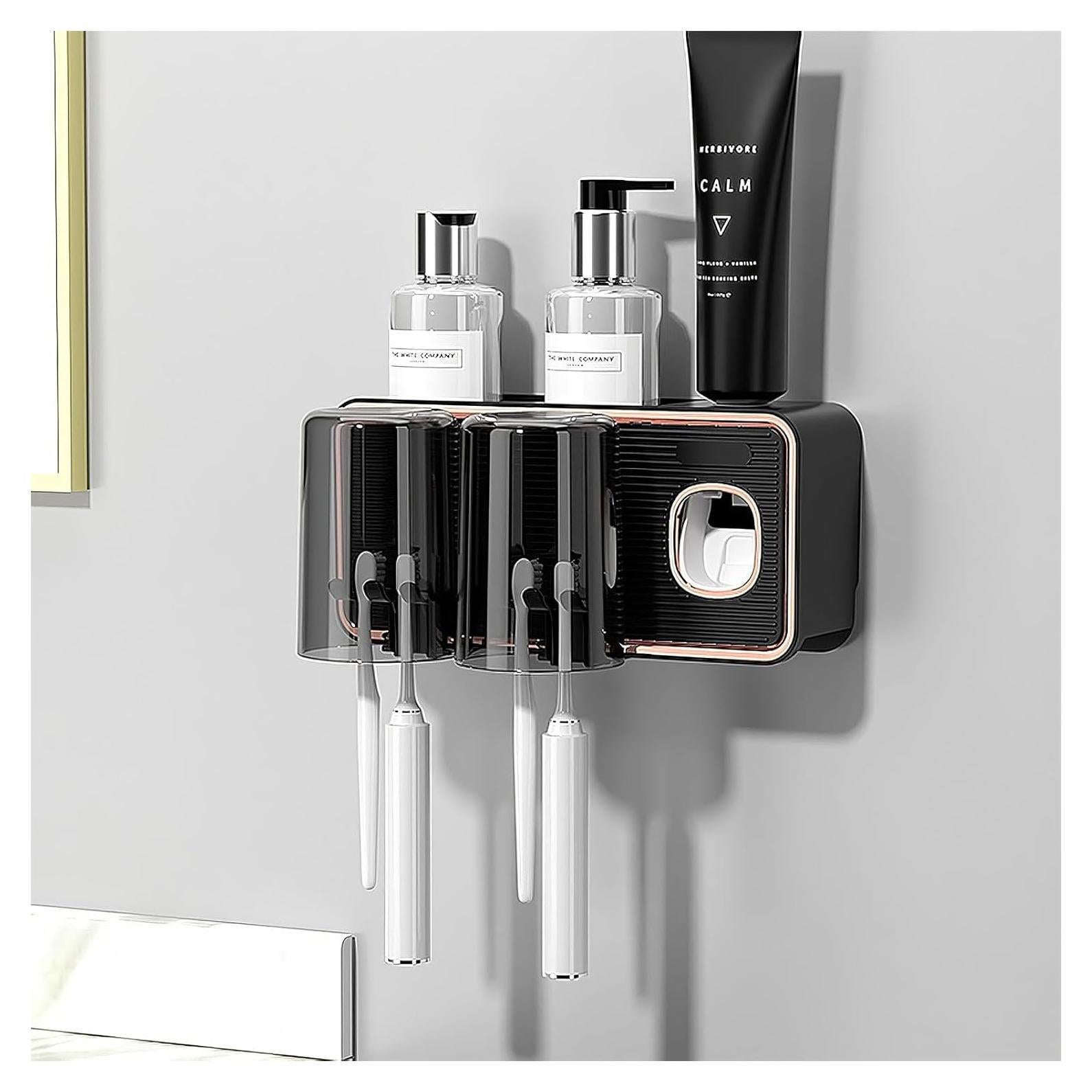 Soporte para Cepillos de Dientes Wekity Negro con Dispensador