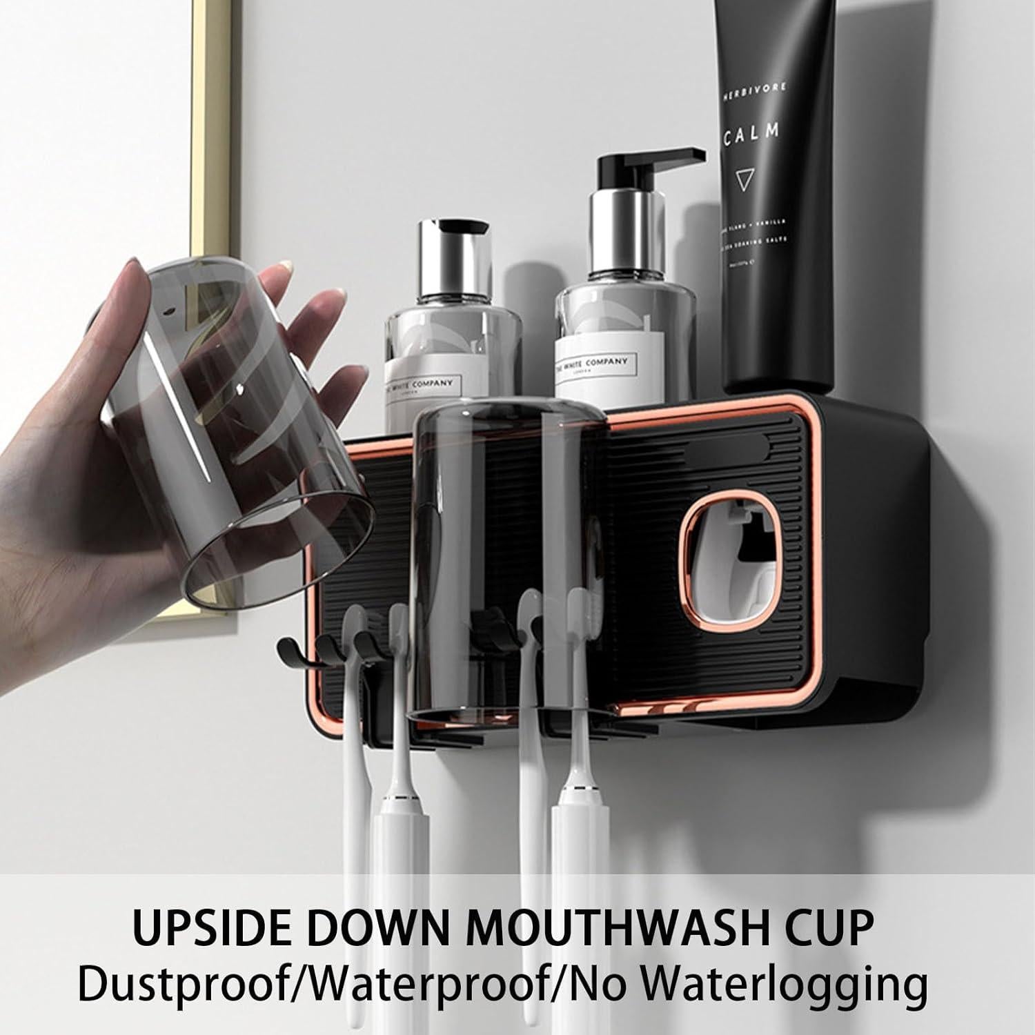 Soporte para Cepillos de Dientes Wekity Negro con Dispensador