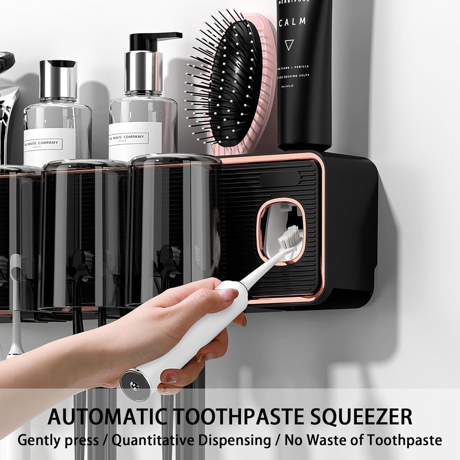 Soporte para Cepillos de Dientes Wekity Negro con Dispensador