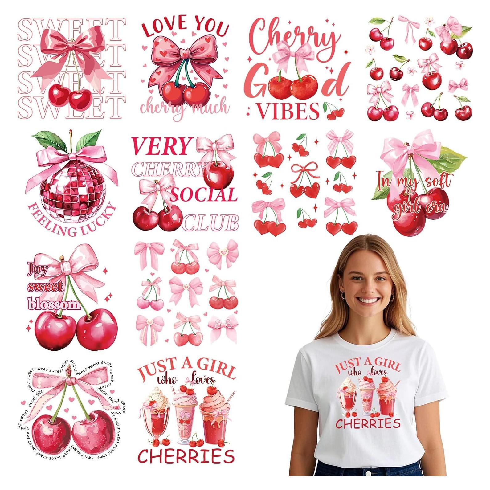 Transferencias de Hierro Falueqg 12Pcs Cereza para Camisetas