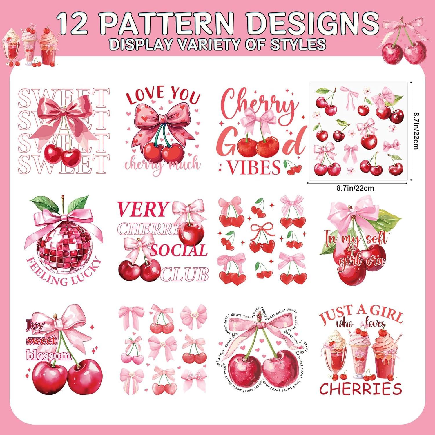 Transferencias de Hierro Falueqg 12Pcs Cereza para Camisetas