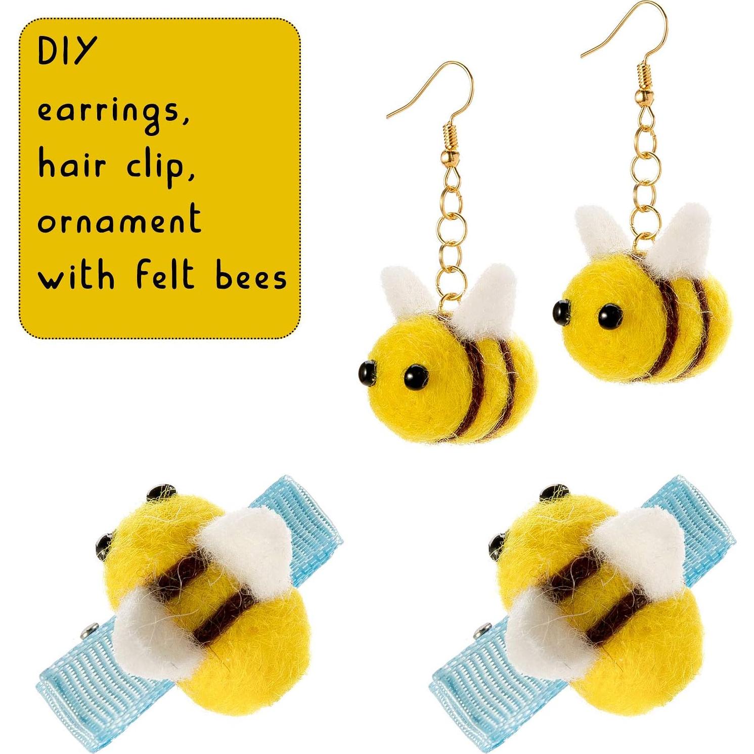 CINPIUK 12 Set Felt Bees for Crafts, Wool Felt Bumble Bee Plush for Tiered Tray Decoration Party Favors DIY Craft Jewelry Accessory