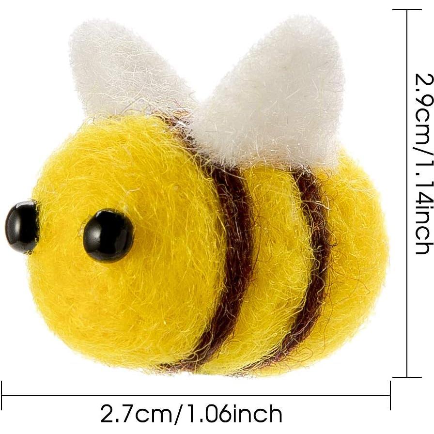 CINPIUK 12 Set Felt Bees for Crafts, Wool Felt Bumble Bee Plush for Tiered Tray Decoration Party Favors DIY Craft Jewelry Accessory