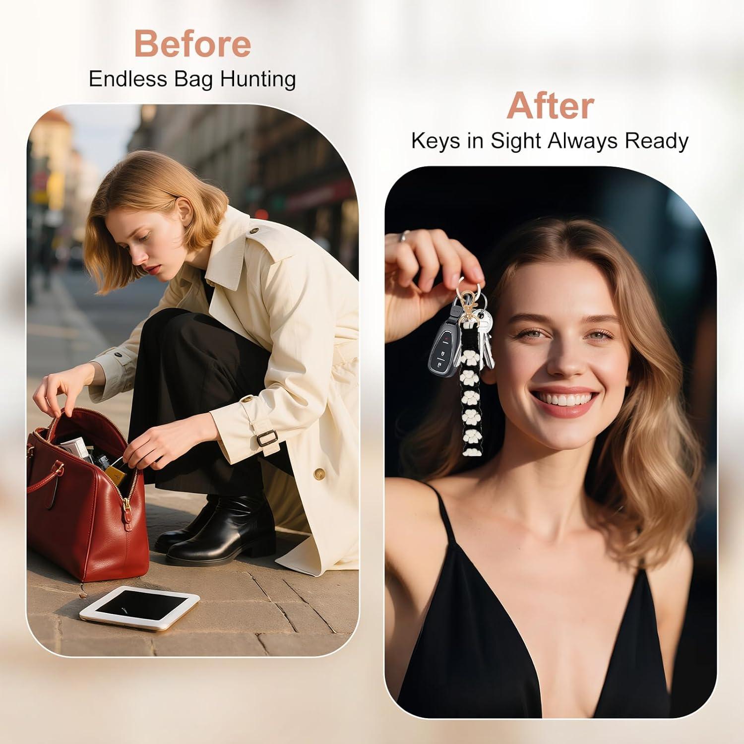 Llavero de Macramé con Muñequera para Mujeres y Niñas - Accesorio Bohemio