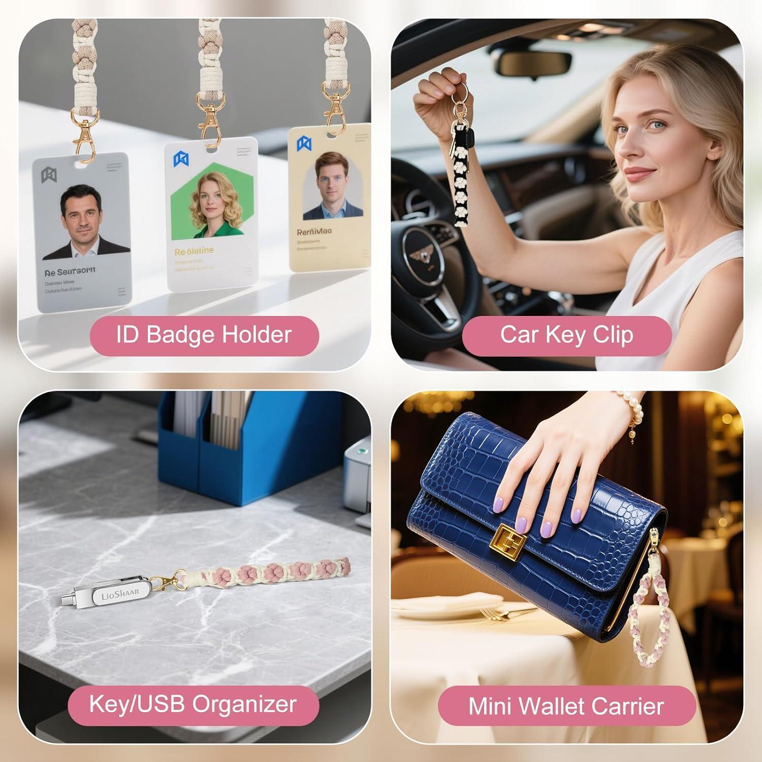 Llavero de Macramé con Muñequera para Mujeres y Niñas - Accesorio Bohemio