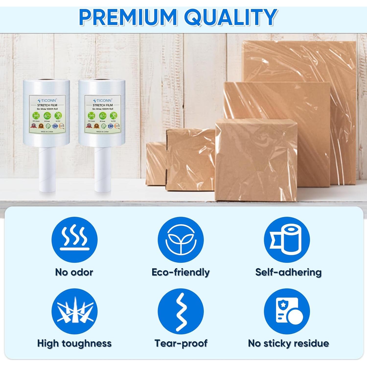 Rollo de Película Estirable TICONN 304.8m 12.7cm con Mangos