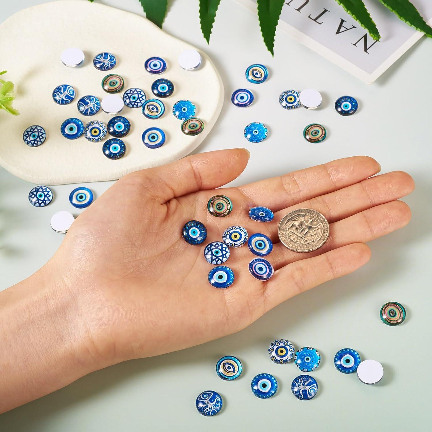 60 Cabochones de Vidrio Ojo Maligno 12mm 10 Estilos PH PandaHall