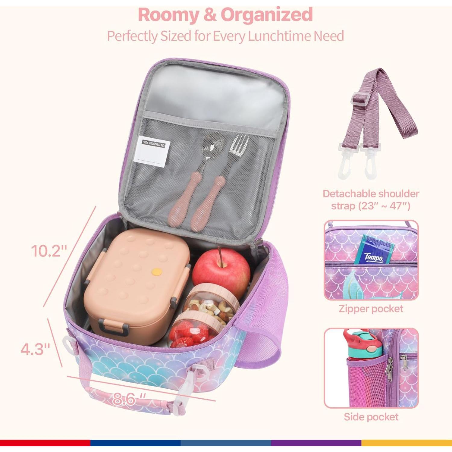 Bolsa de Almuerzo Aislada Bagseri Sirena Púrpura 6L