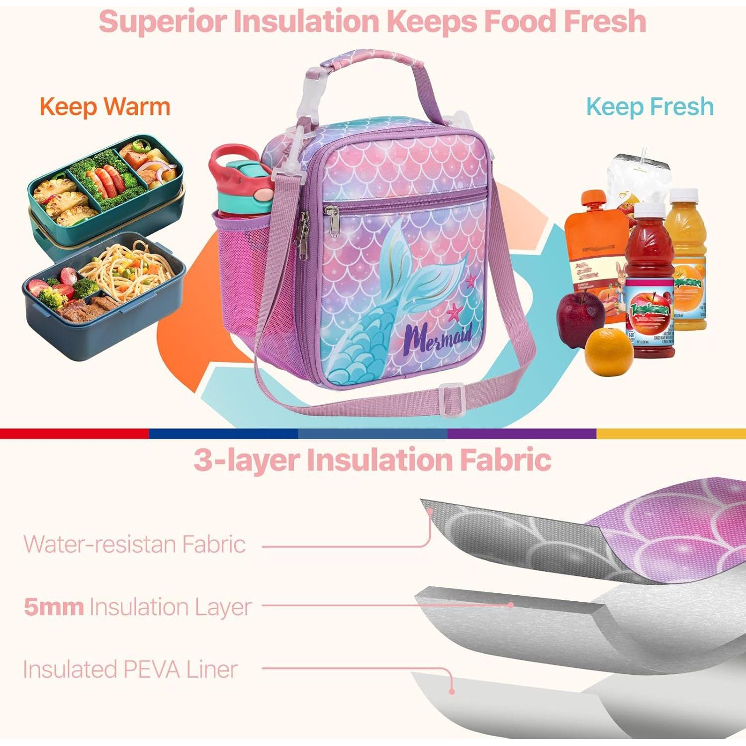 Bolsa de Almuerzo Aislada Bagseri Sirena Púrpura 6L