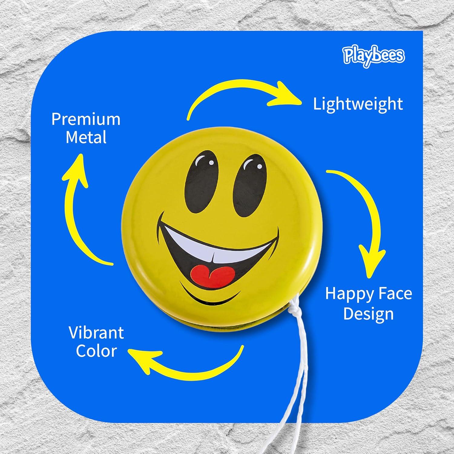Set de 12 Yo-Yos de Metal Caras Sonrientes 5 cm para Niños