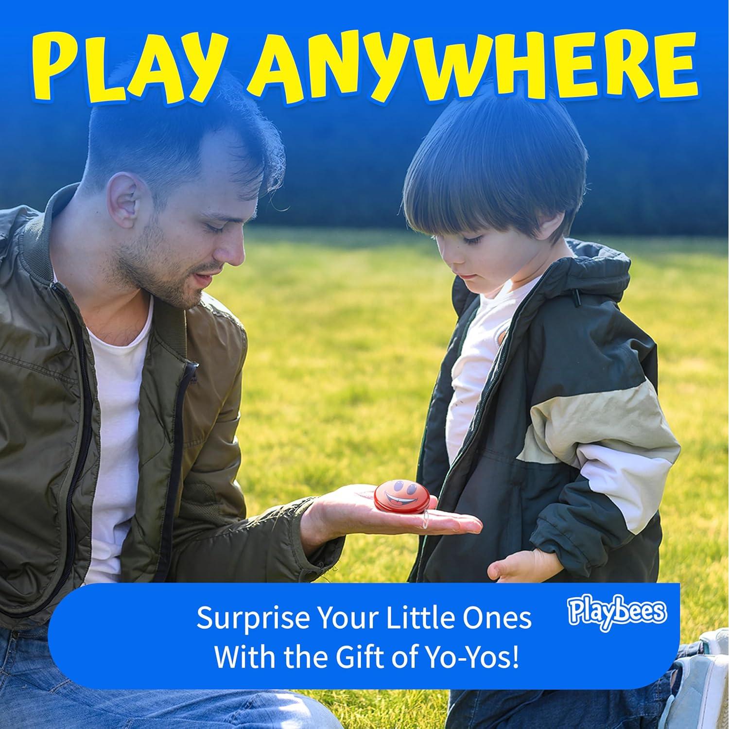 Set de 12 Yo-Yos de Metal Caras Sonrientes 5 cm para Niños