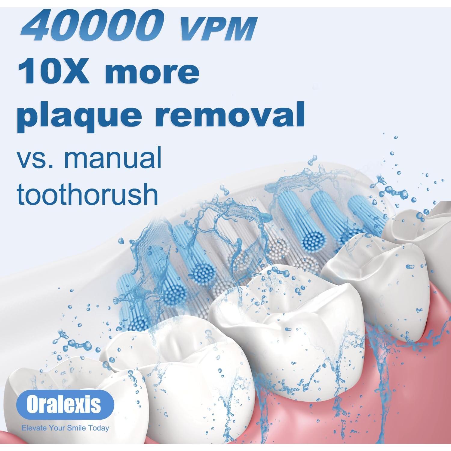 Cepillo de Dientes Eléctrico Oralexis A12 con 8 Cabezas y Raspador
