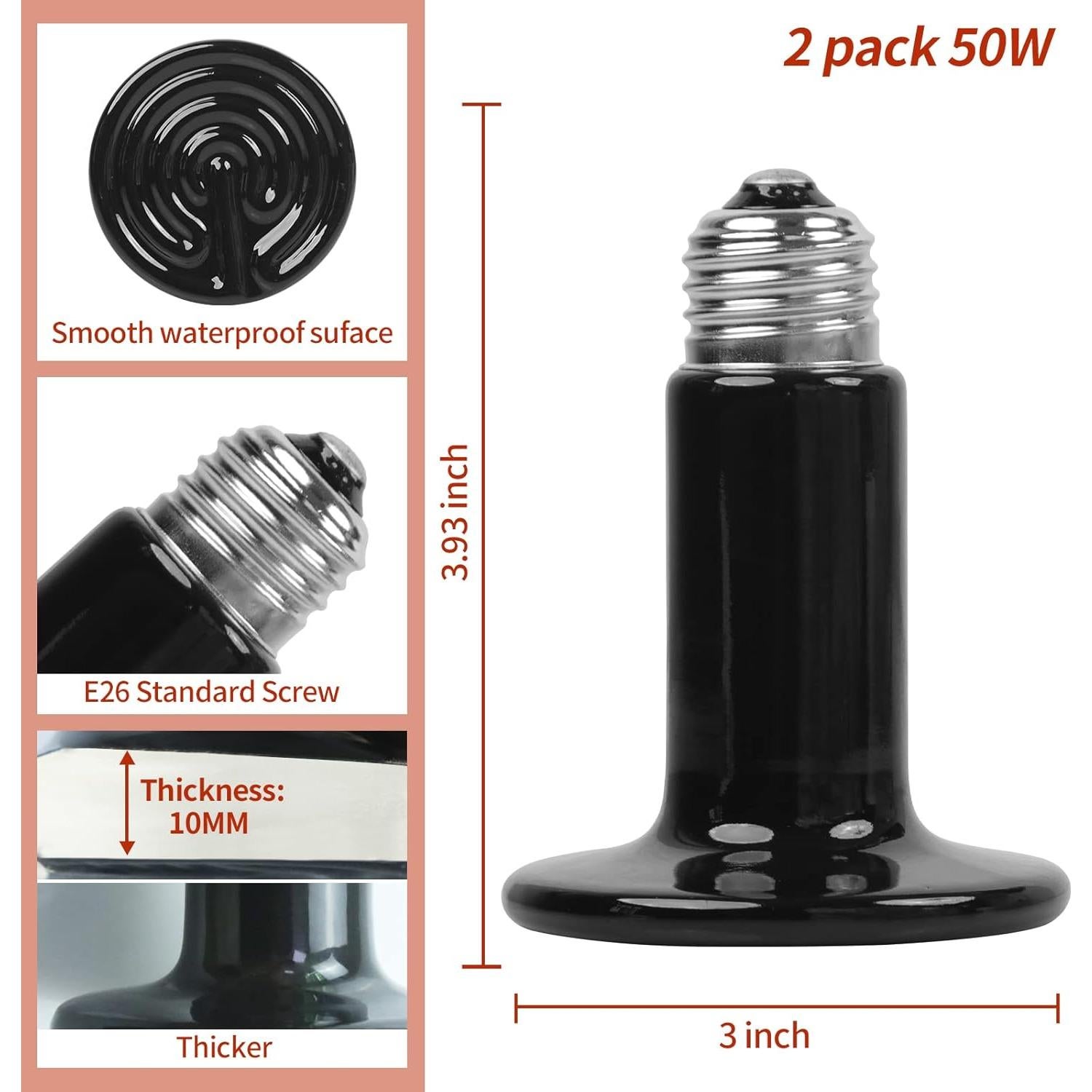 Emisor de Calor Cerámico 50W REPTI HOME - Paquete de 2