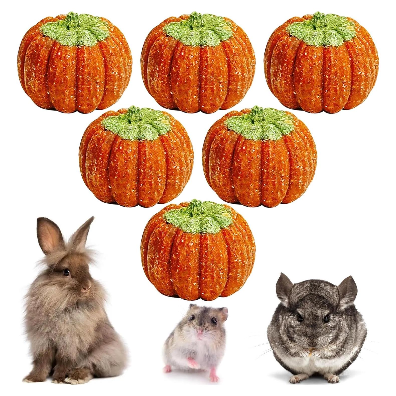 Juguetes para Roer de Calabaza Fhiny - 6 PCS para Conejos y Cuyos