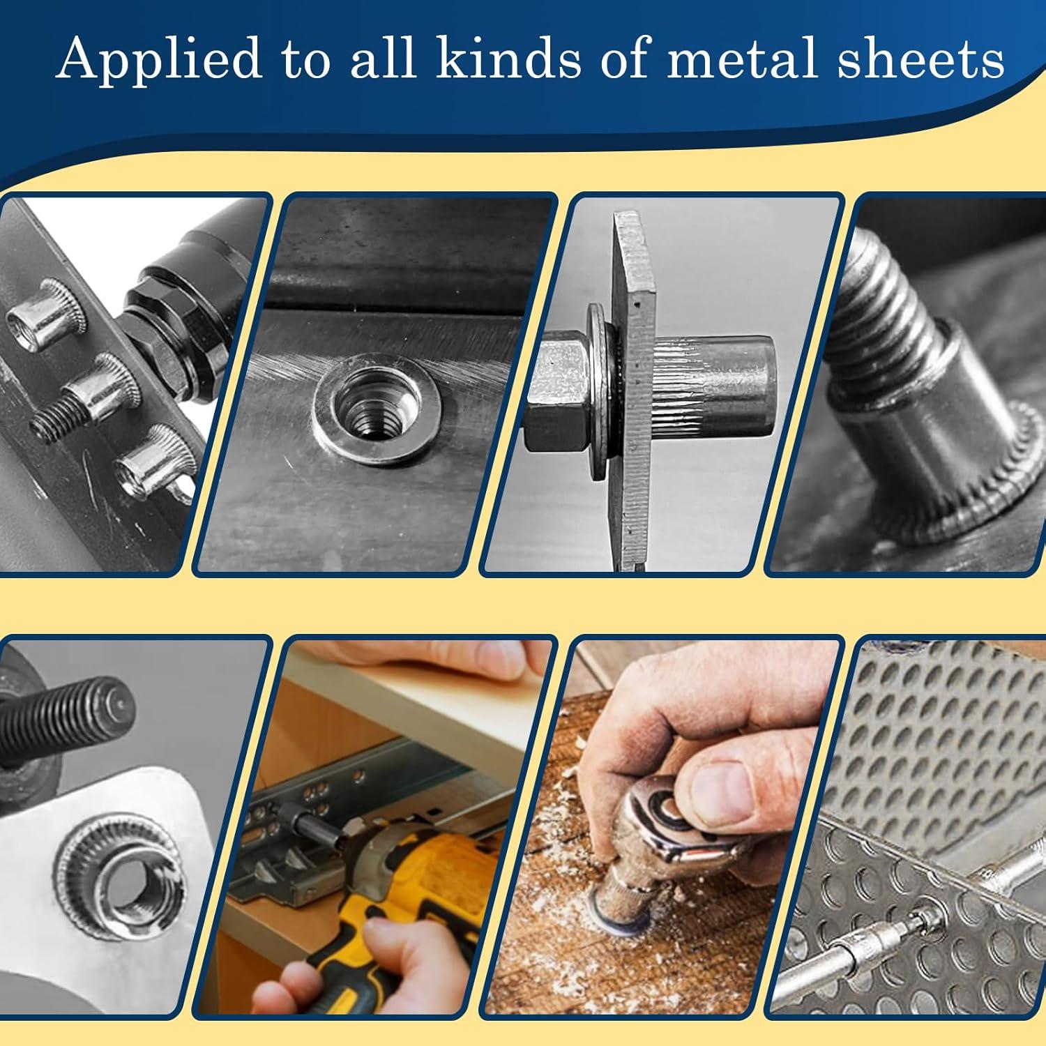 Tuerca remachada 12mm-13 UNC Vifmy 10 Pcs Acero Inoxidable 304