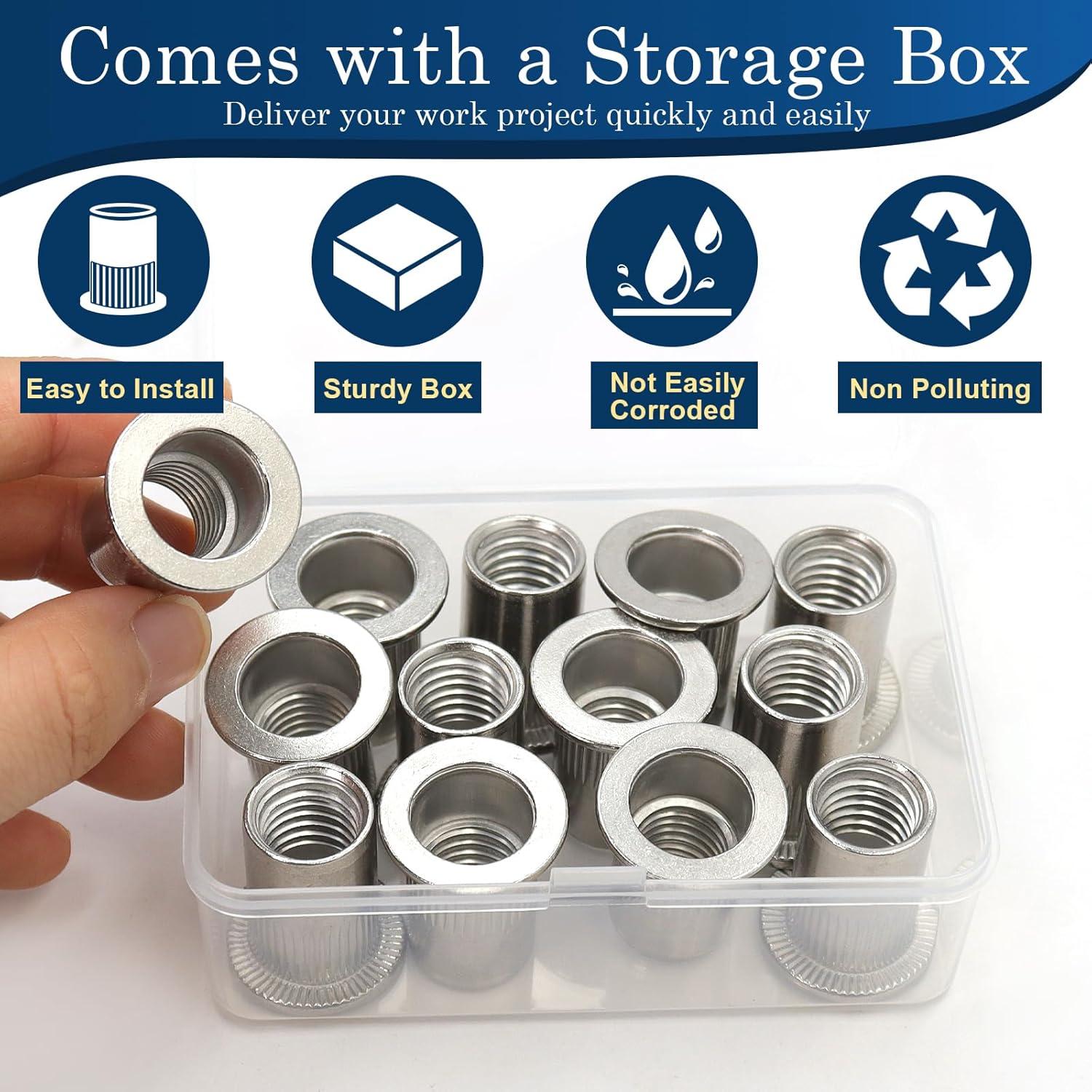 Tuerca remachada 12mm-13 UNC Vifmy 10 Pcs Acero Inoxidable 304