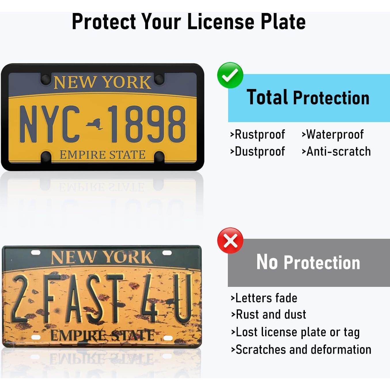 Paquete de 2 Cubiertas Transparentes KLSKKJ para Placas de Licencia