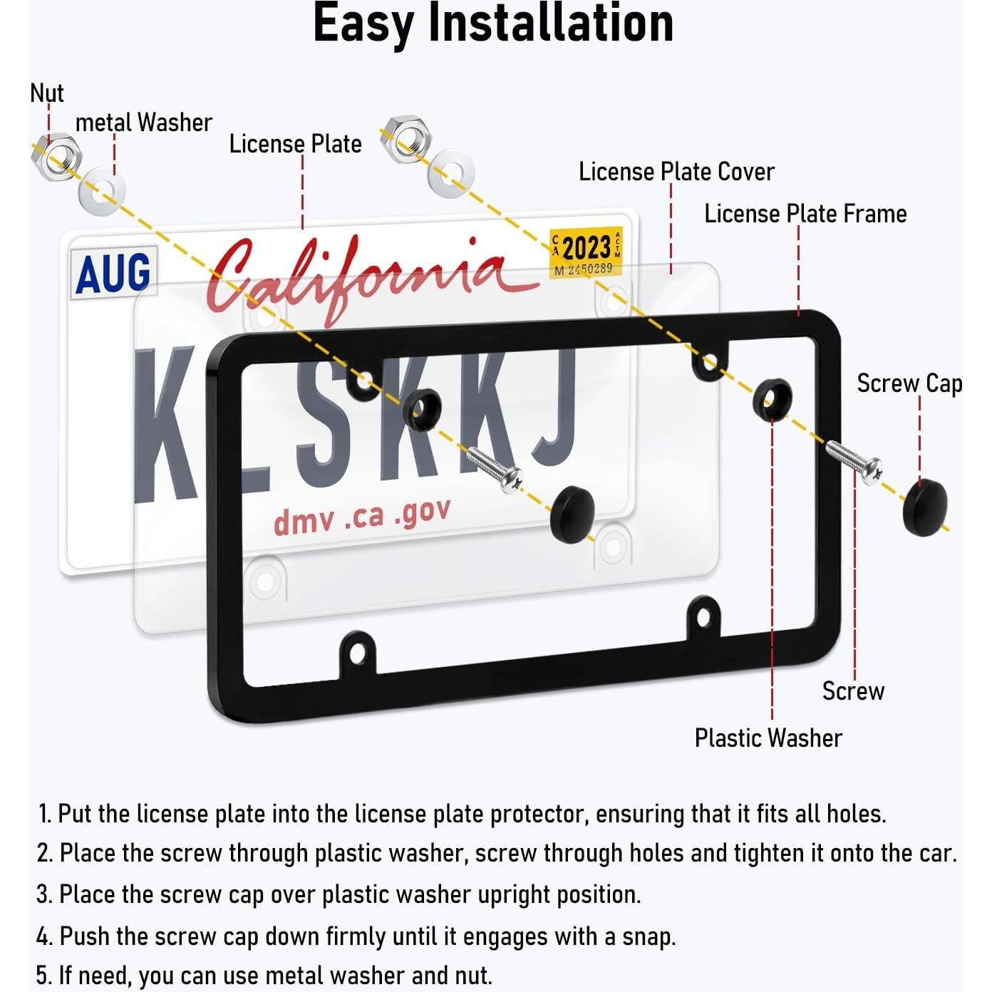 Paquete de 2 Cubiertas Transparentes KLSKKJ para Placas de Licencia