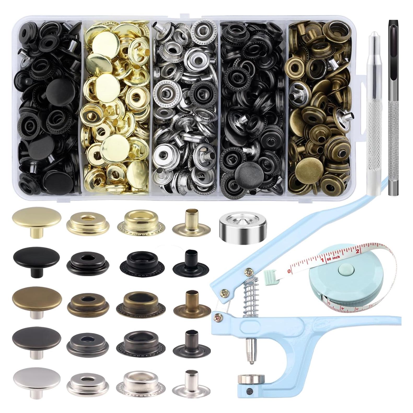 Kit de Botones a Presión XRIHSNAVI 15mm Acero Inoxidable 510 PCS