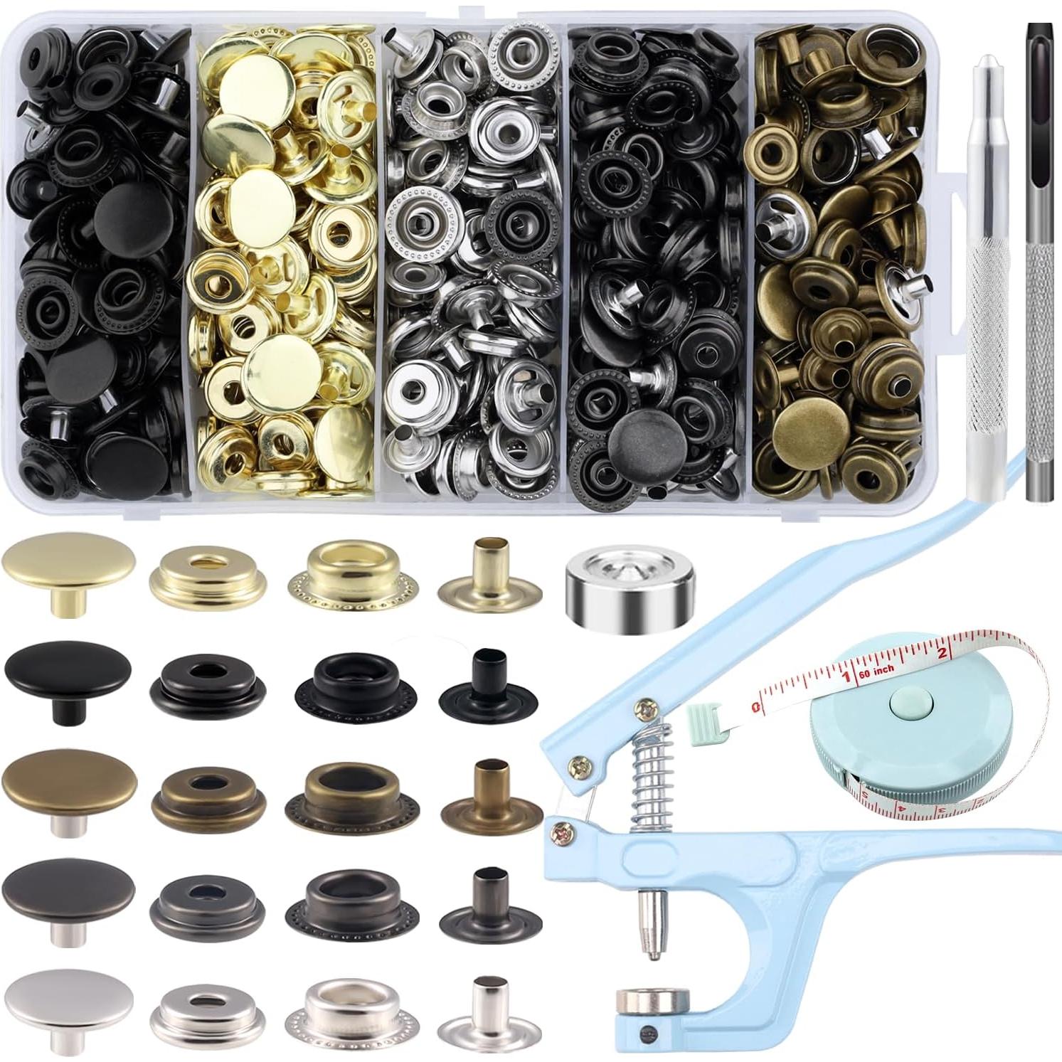 Kit de Botones a Presión XRIHSNAVI 15mm Acero Inoxidable 510 PCS