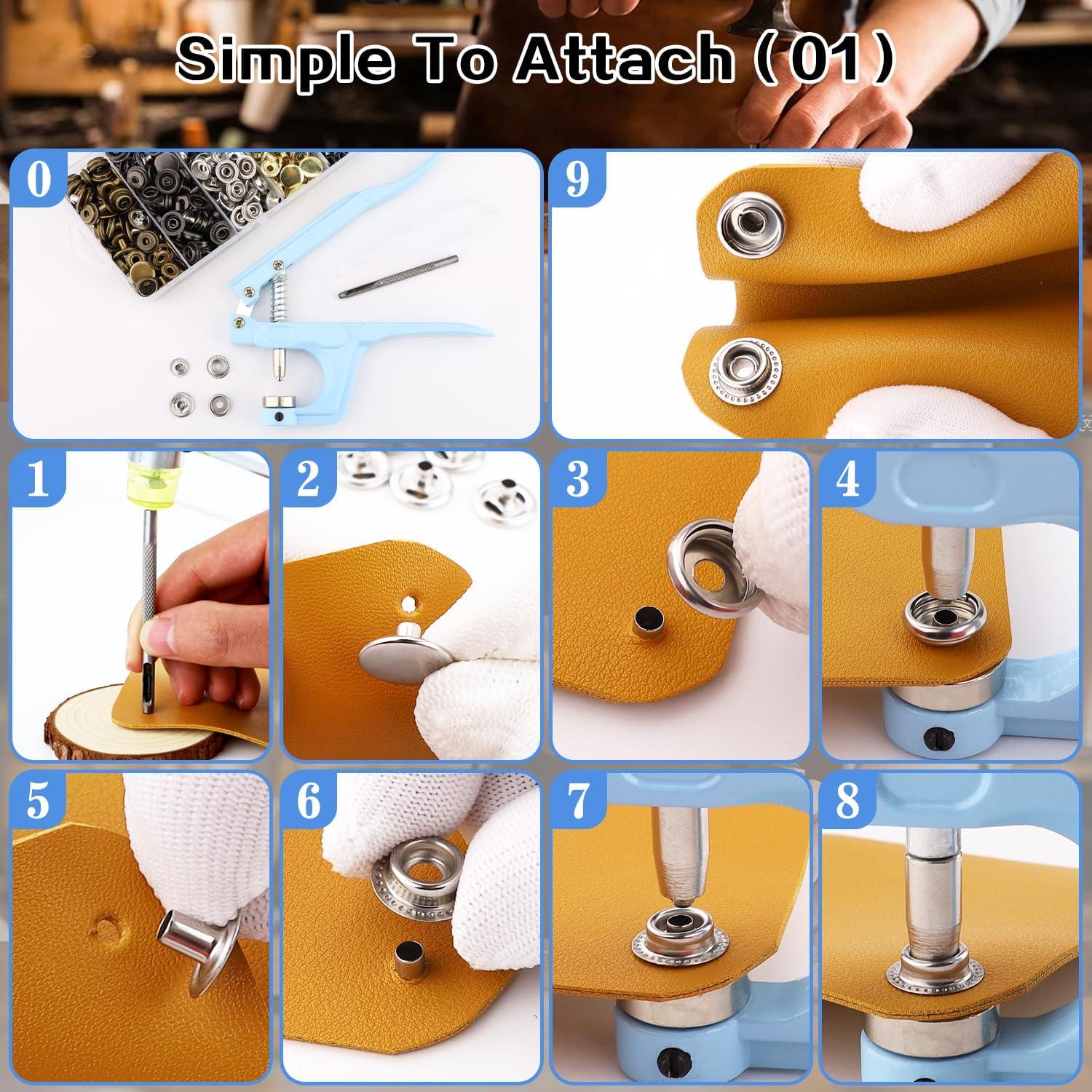 Kit de Botones a Presión XRIHSNAVI 15mm Acero Inoxidable 510 PCS